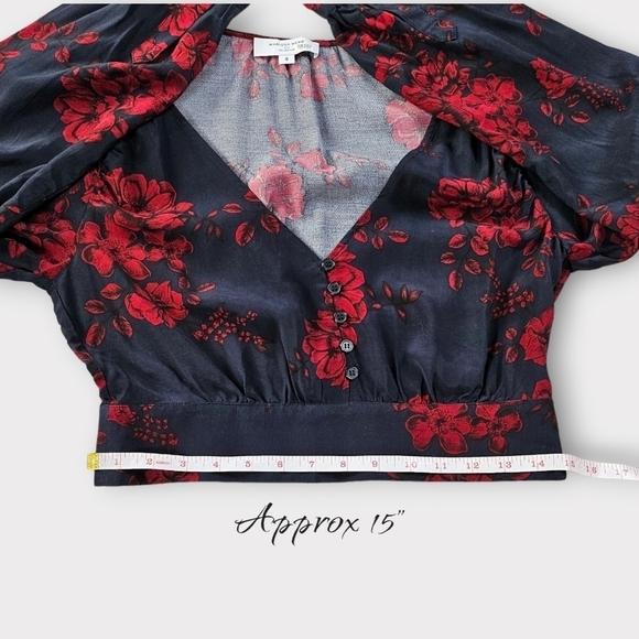 Marissa Webb Collective Navy Floral V-neck Blouse - Picture 12 of 15